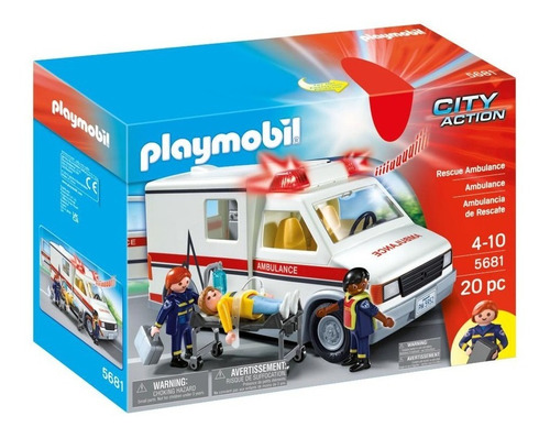 Figura Playmobil City Action Ambulancia De Rescate 20 Pzs