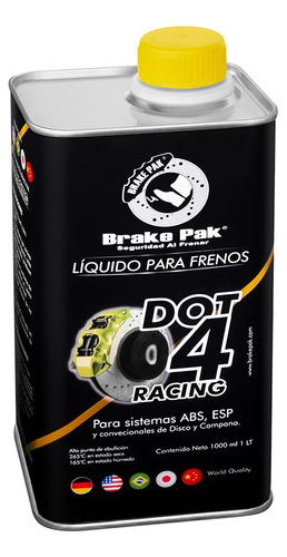 Líquido Para Frenos Brakepak Dot4 Racing 1000ml