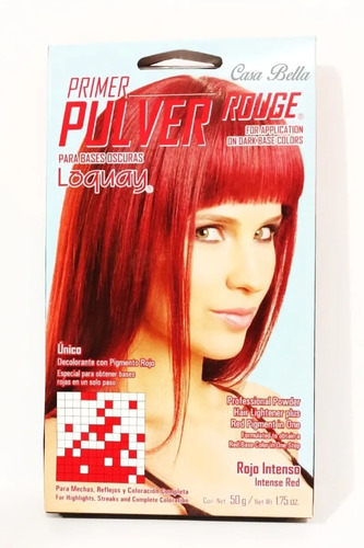 Polvo Decolorante Con Pigmento Rojo Pulver Rouge Loquay 50g