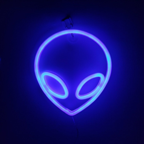 Letrero Alien Espacial Luz Led Neón Marciano Nasa Ovni Azul