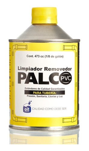 Limpiador Removedor De Tuberia Pvc Palc 1/8 De Galón (473cc)