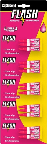 15 Adhesivo Instantáneo Suprabond Flash 1g Extra Fuerte