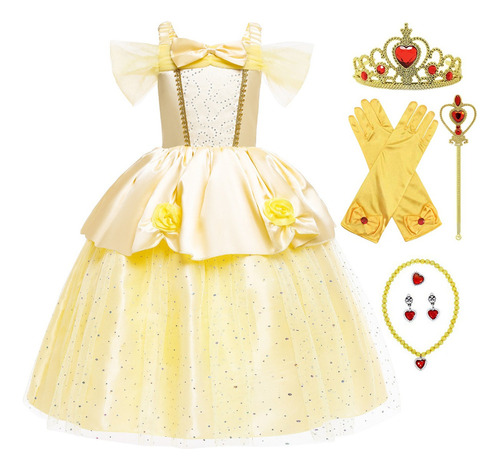 Disfraz De Princesa Bella Para Niñas Vestido De Fiesta Cumpleaños Cosplay Carnival Navidad Y Halloween