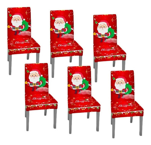 6 Fundas Sillas Comedor Asiento Navideños Santa Decoración 1