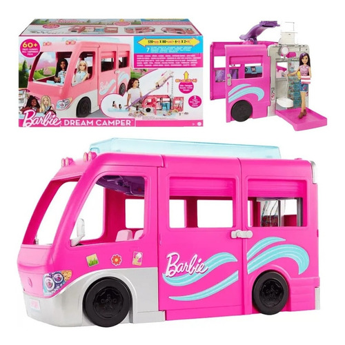 Remolque Barbie Dream Camp, 60 Unidades, Color Rosa Mate Rosa