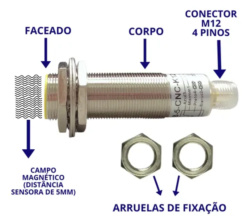 Sensor Proximidade Faceado Metaltex M18 Npn I18-5-cnc-k12 | Frete