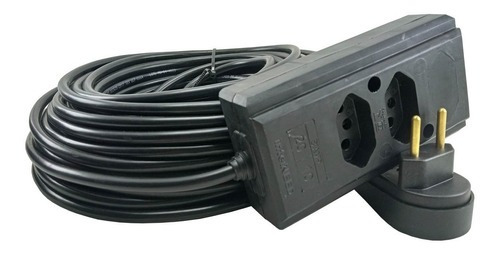 Extensão Eletrica 30 Metros 10a/20a Cabo Pp2x1,5 Reforçada Cor Preto 127V/220V