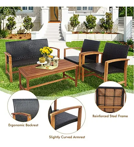 Conjunto De Muebles De Patio Compatible Con Terraza Con Mesa