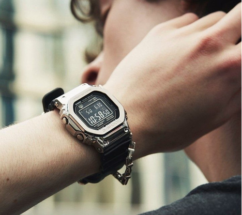 Reloj Casio G-shock Estándar Digital Gmw-b5000-1 Ghiberti Color de la correa Negro Color del bisel Plateado Color del fondo Negro