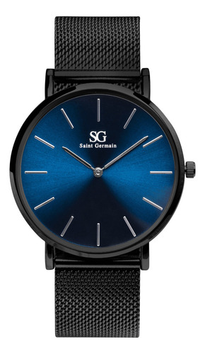 Relógio Masculino Preto Fundo Azul Saint Germain Houstonblue