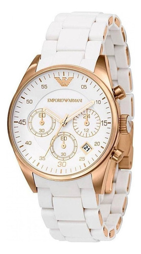 Reloj Emporio Armani Deportivo Ar5920 Para Mujer Color de la correa Blanco Color del bisel Blanco Color del fondo Blanco