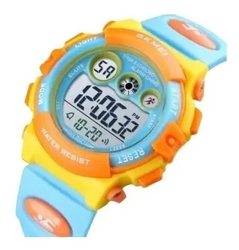 Reloj Skmei 1451 Niños Digital Sumergible Amarillo Y Celeste