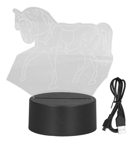 Decorativo 3d Night Horse De 7 Colores, Led Táctil, Alimenta