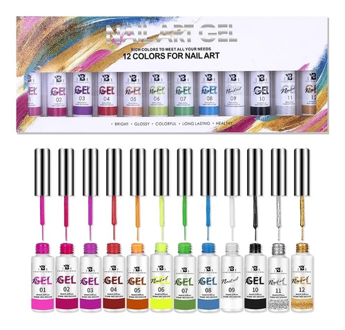 Kit De Esmalte De Uñas En Gel Uv/led Semipermanente 12 Color