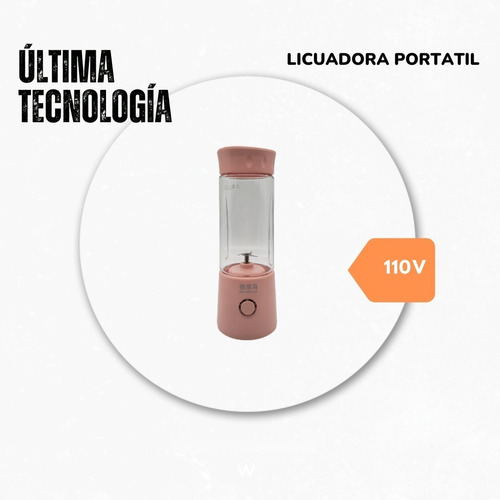  Licuadora Portatil Recargable Inalambrica Color Rosa