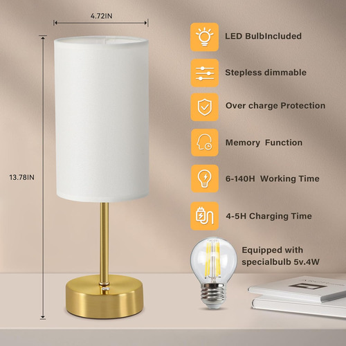 Cordless Led Table Lamp, 5000mah Battery Operated Lamp, Port