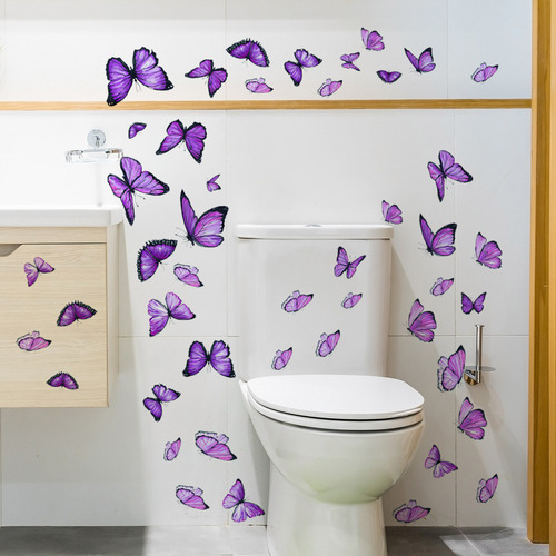 Adhesivos Decorativos De Pared En Forma De U, Azul Y Morado,