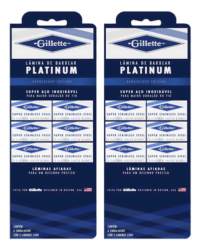 Kit 60un Lâmina Barbear De Aço Inoxidável Platinum Gillette