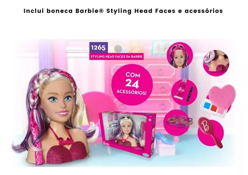Busto Da Barbie Styling Head Faces Com Cartela De Maquiagem