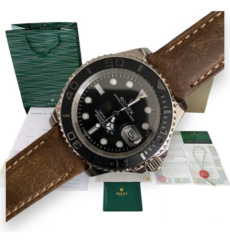  Reloj Rolex Yacht Master Zafiro Automatico 41mm Negro Piel  (Reacondicionado)