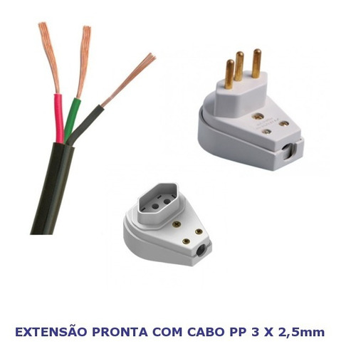 Extensão Elétrica Cabo Fio Pp 3 X 2,5mm 20a Ref. 10 Metros