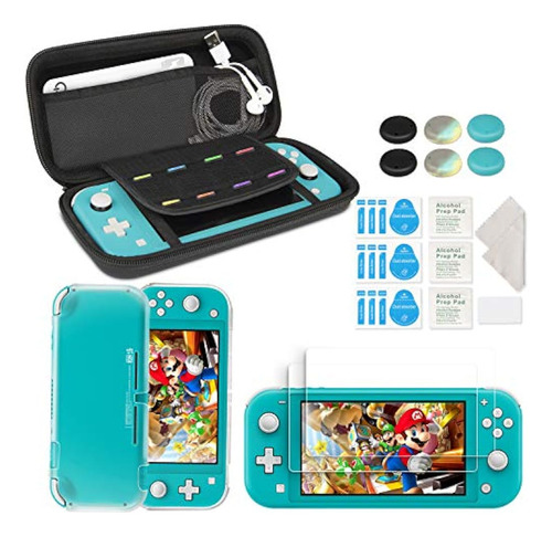 Estuche Para Nintendo Switch Lite Set Con Accesorios Negro