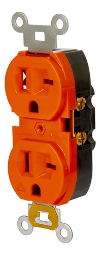 Tomacorriente Iusa 664561 con 2 tomas color naranja