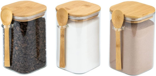 Classy Canisters, Recipientes Cuadrados De Vidrio (juego X3)