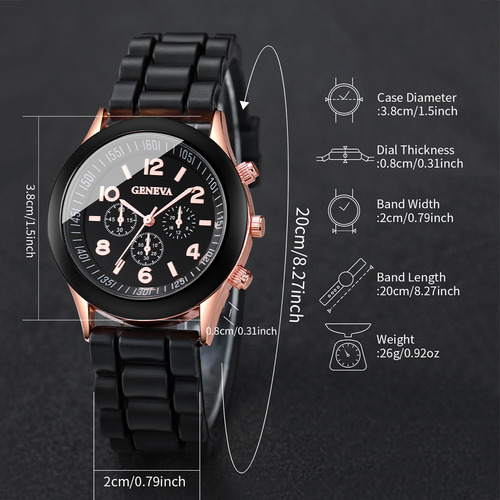 Set De 6 Joyas De Reloj De Cuarzo De Silicona A La Moda Para