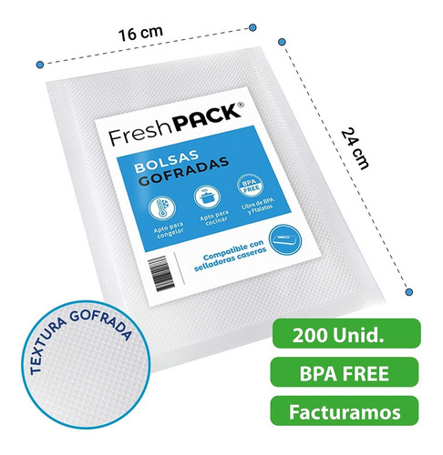 200 Bolsas Sellado - Empacado Al Vacío Gofradas 16x24 Cm
