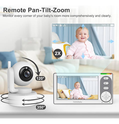 Hellobaby Monitor De Bebé De Vídeo De 4.3 Pulgadas Con Bater