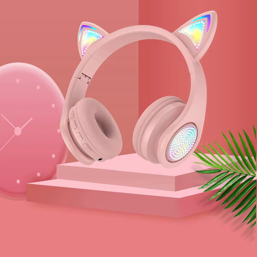 Audífono Bluetooth Diadema Gato Con Luz
