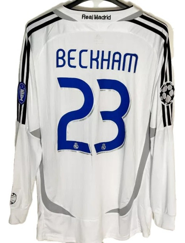 Jersey Real Madrid 23 Beckham 06/07 Retro Manga Larga