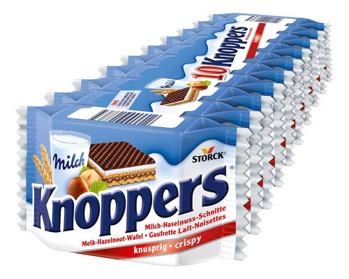 Kit 9 Wafer Recheado Chocolate Com Avelã Knoppers 25g