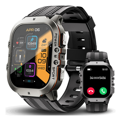 Ansung Smart Watch For Men 1.96 Amoled Screen Military