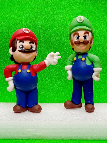 Mario Y Luigi En Porcelana Fría Para Torta 