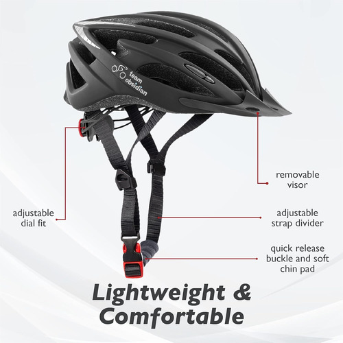 Team Obsidian Airflow Adult Bike Helmet - Lightweight Hel...