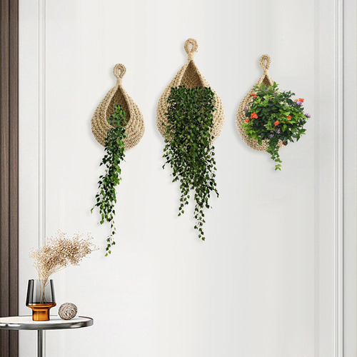 A Maceta Organizadora De Pared Con Forma De Cesta De Yute Y