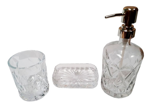 Set X 3 Piezas Baño Dispenser Jabonera Porta Cepillo 12ct