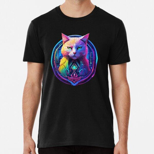 Remera  Cool Serious Cyberpunk Vector  Illustration Of A Cat