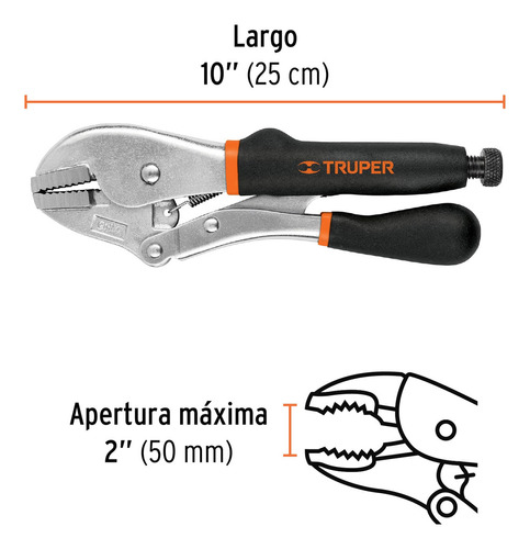 Pinza De Presión 10' Mordaza Recta Mango De Vinil, Truper