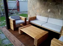 Comprar Sillones Con Mesa Viga Madera Exterior Jardín Patio Terrazas