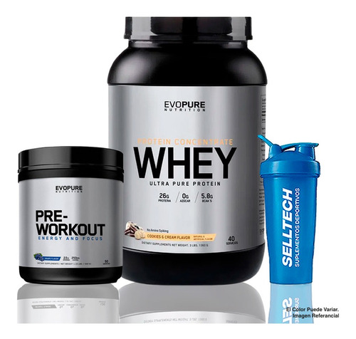 Pack Whey Concentrate 3lb Cookies + Pre Workout 500gr Uva
