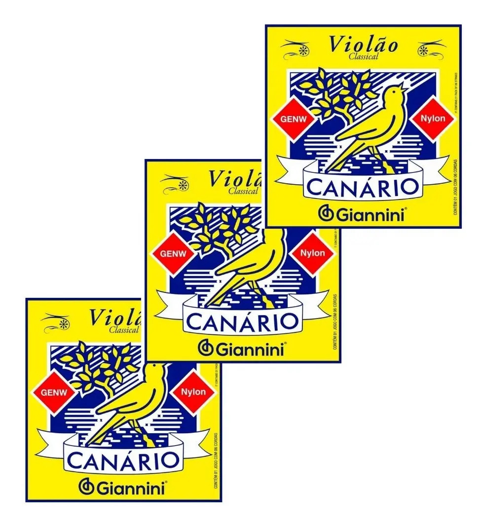 Encordoamento Violão Náilon Giannini GENW Canário Médio Kit 3