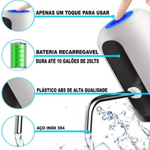 Kit 3 Bomba Elétrica Recarregável Usb Para Galão De Água