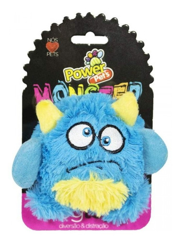 Brinquedo Pelúcia Powerpets Monster Tamanho P Diminui Stress Cor Azul