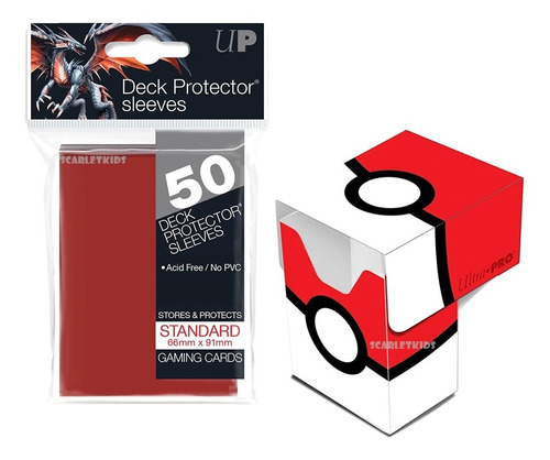 Pokemon Deck Box Pokeball + Protectores Ultra Pro 50 Unid
