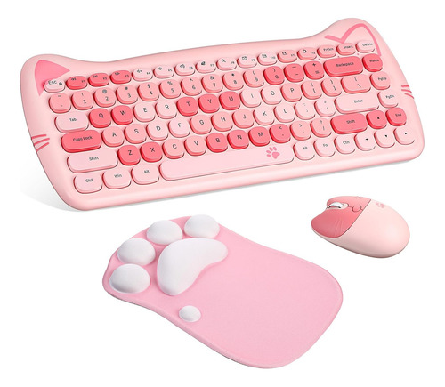 Combo Teclado Mouse Gato Inalámbrico Usb