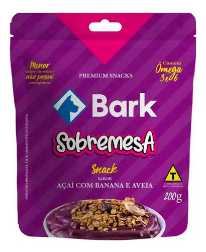 Bifinho Sobremesa Para Cães Açaí C/banana E Aveia 200g Bark