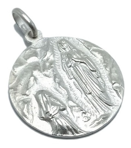 Medalla Virgen De Lourdes - Plata 925  - Grabado - 24mm